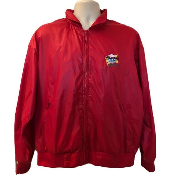 Vintage Izod Club 90s Red Nylon Women's Michelob Light Classic Jacket Large - Picture 1 of 14